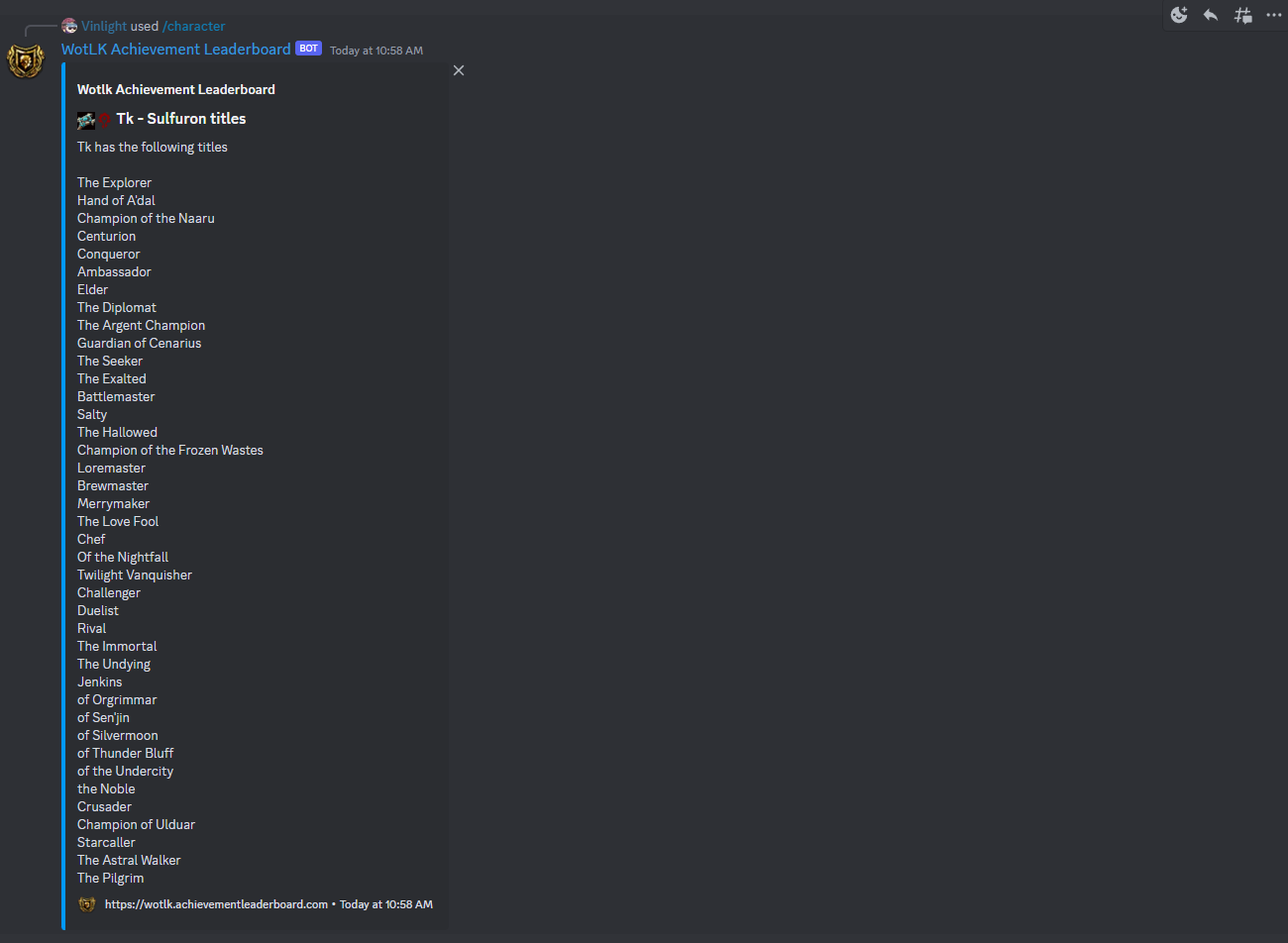 Discord character titles preview